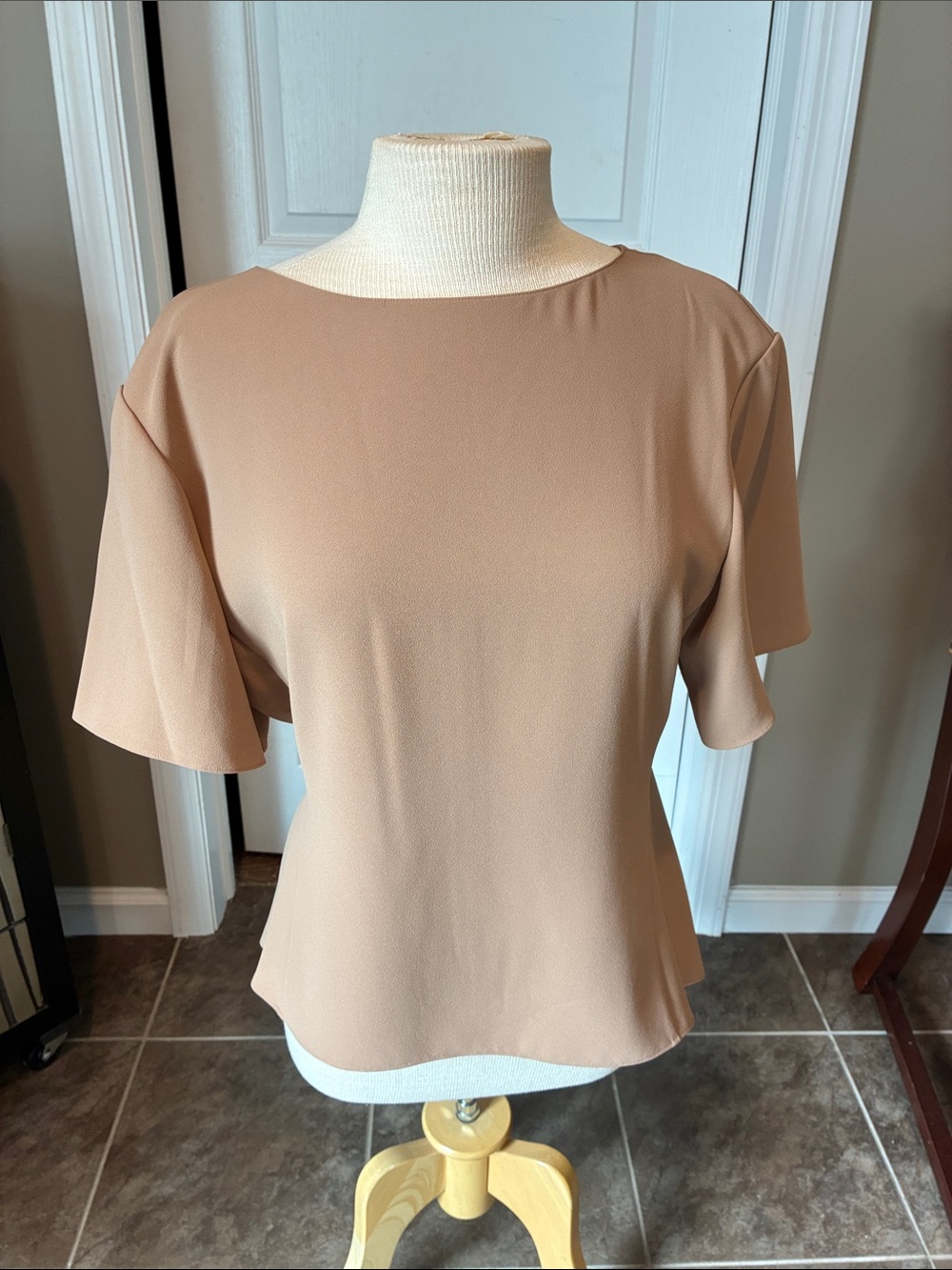 Women's Crewneck Short-Sleeve Top in Camel.., beautiful fit… belled